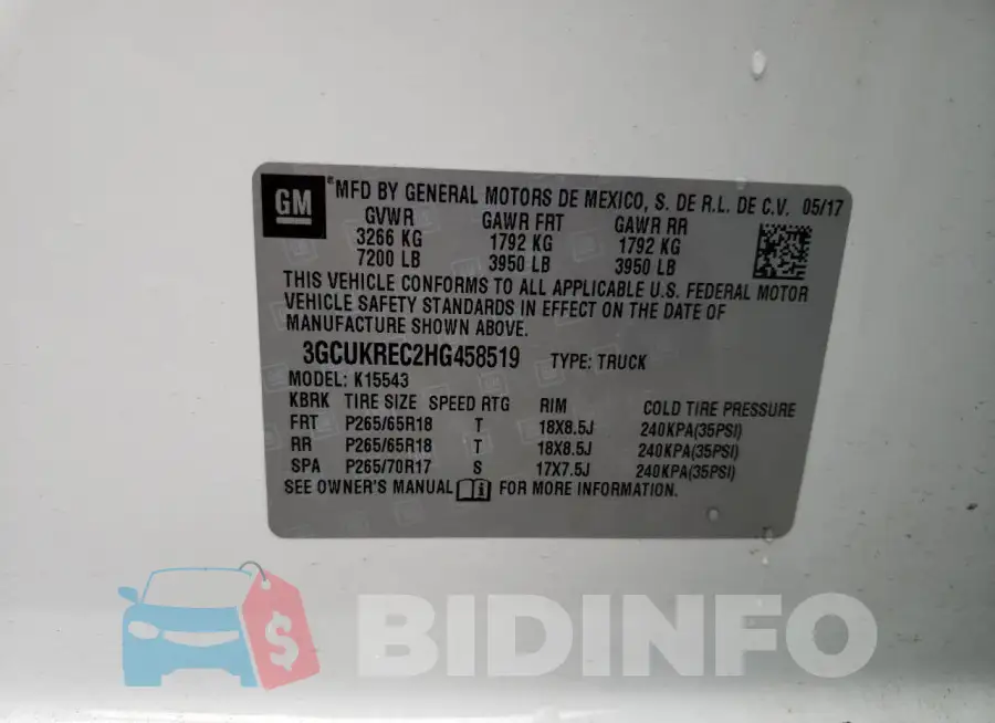 3GCUKREC2HG458519 Photo# 12