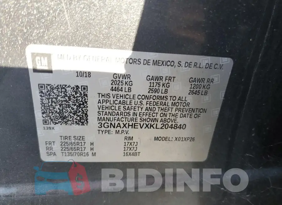3GNAXHEVXKL204840 Photo# 13