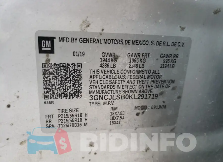 3GNCJLSB0KL291719 Photo# 13