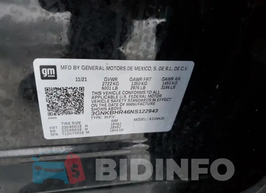 3GNKBHR46NS122943 Photo# 12