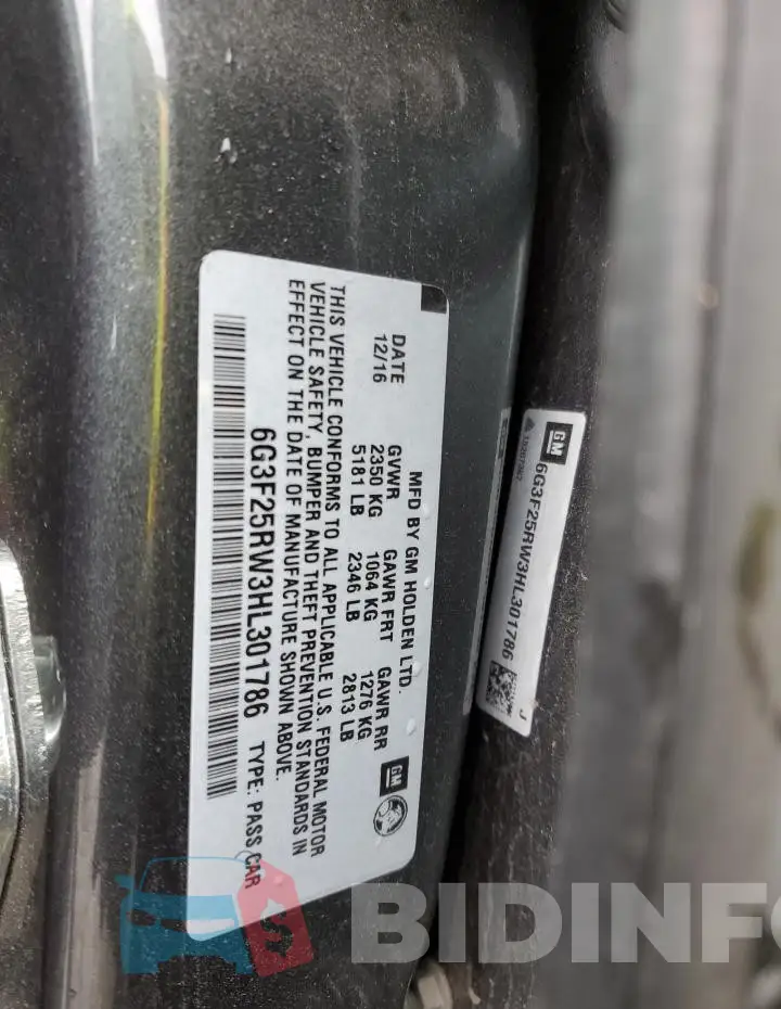 6G3F25RW3HL301786 Photo# 12