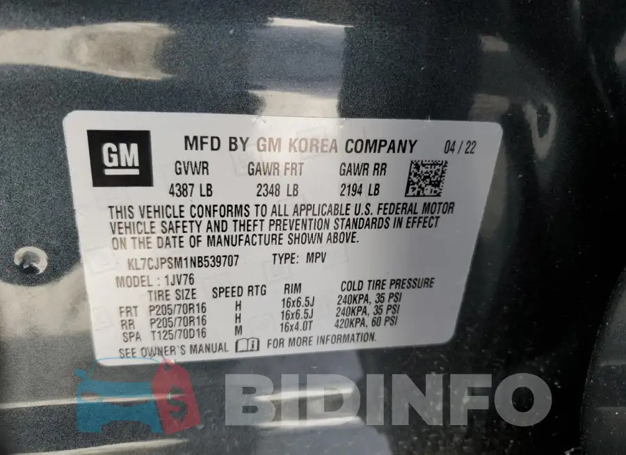 KL7CJPSM1NB539707 Photo# 13