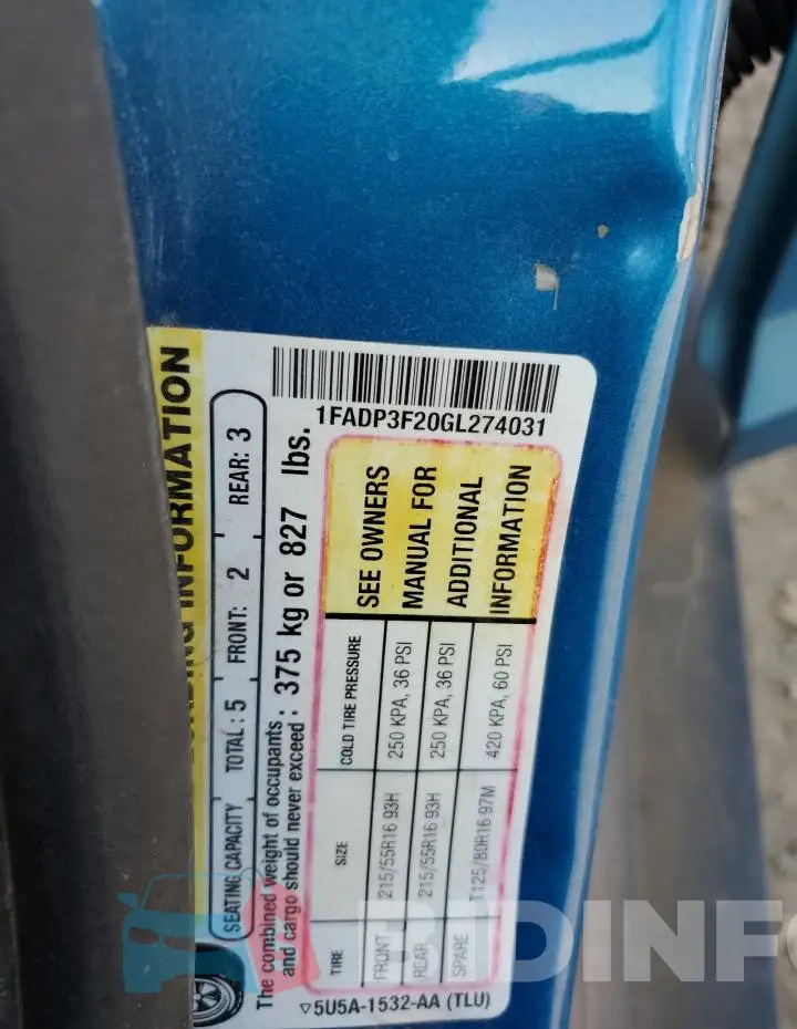 1FADP3F20GL274031 Photo# 12