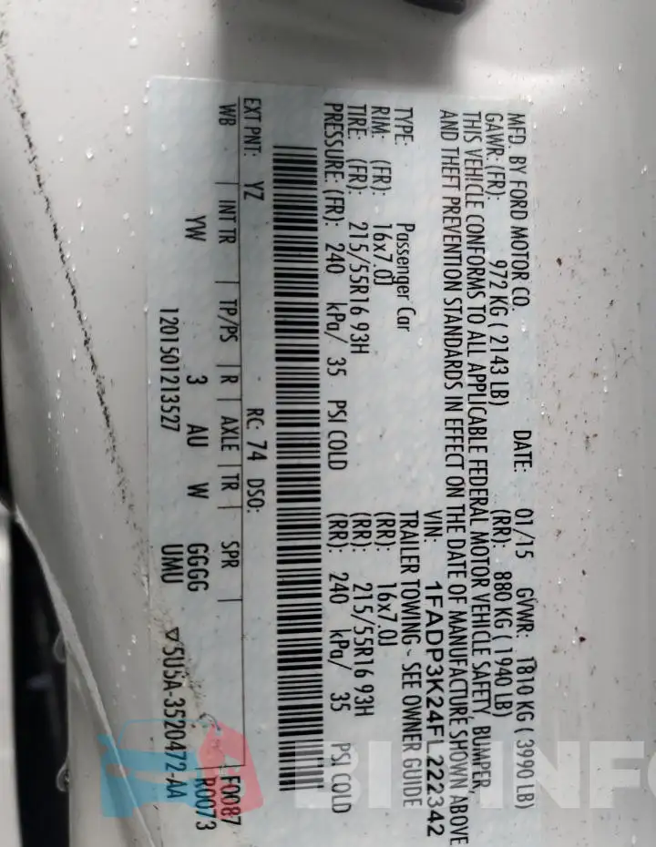 1FADP3K24FL222342 Photo# 12