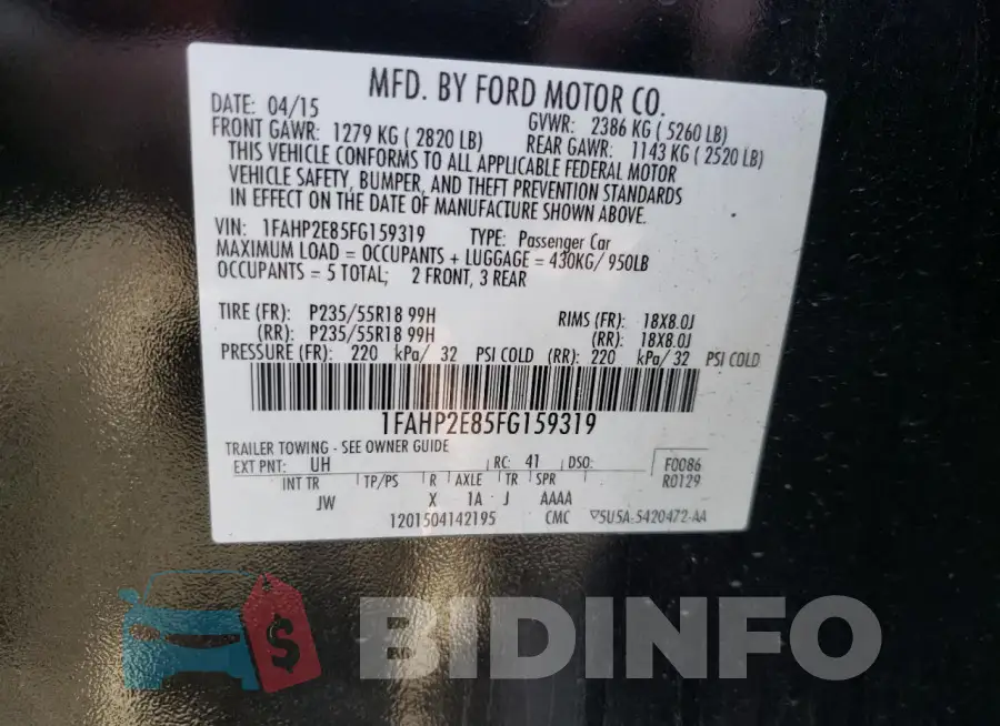 1FAHP2E85FG159319 Photo# 12