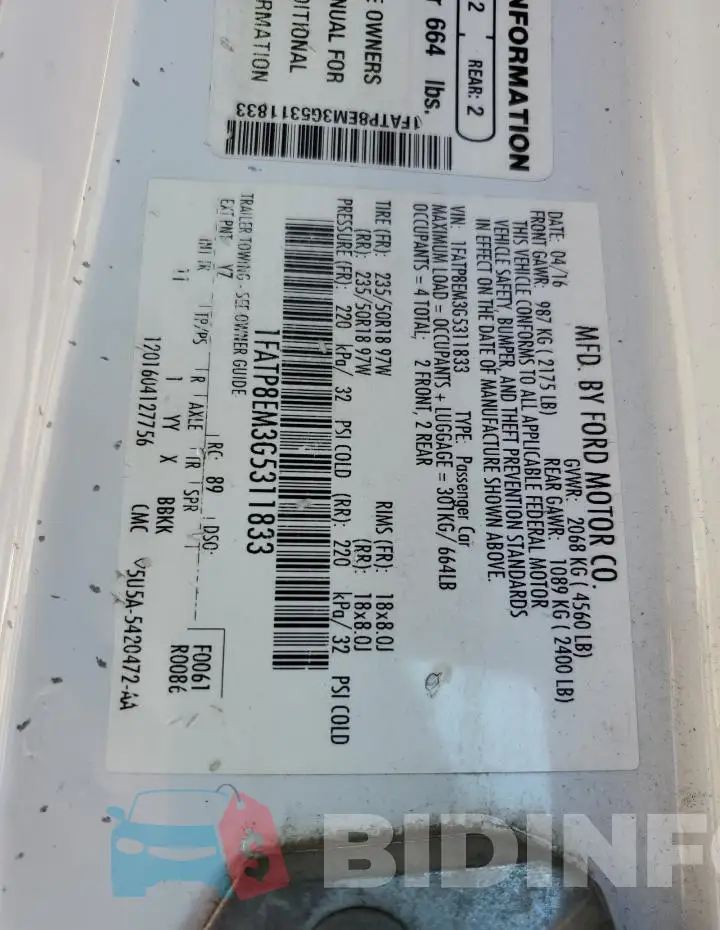 1FATP8EM3G5311833 Photo# 12