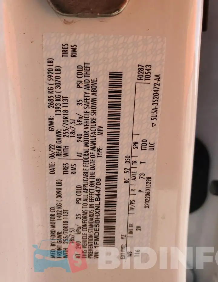 1FMDE5BHXNLB44708 Photo# 13
