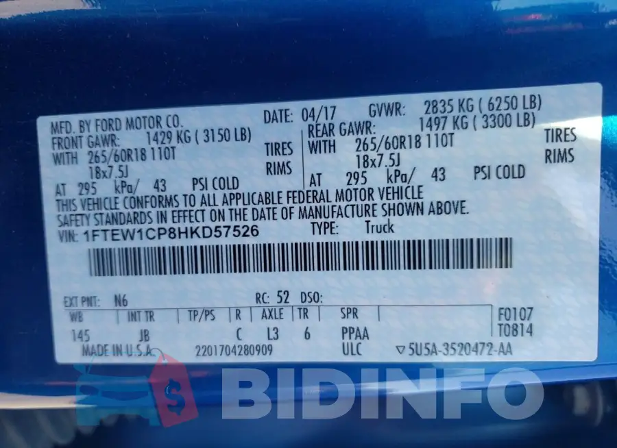 1FTEW1CP8HKD57526 Photo# 12