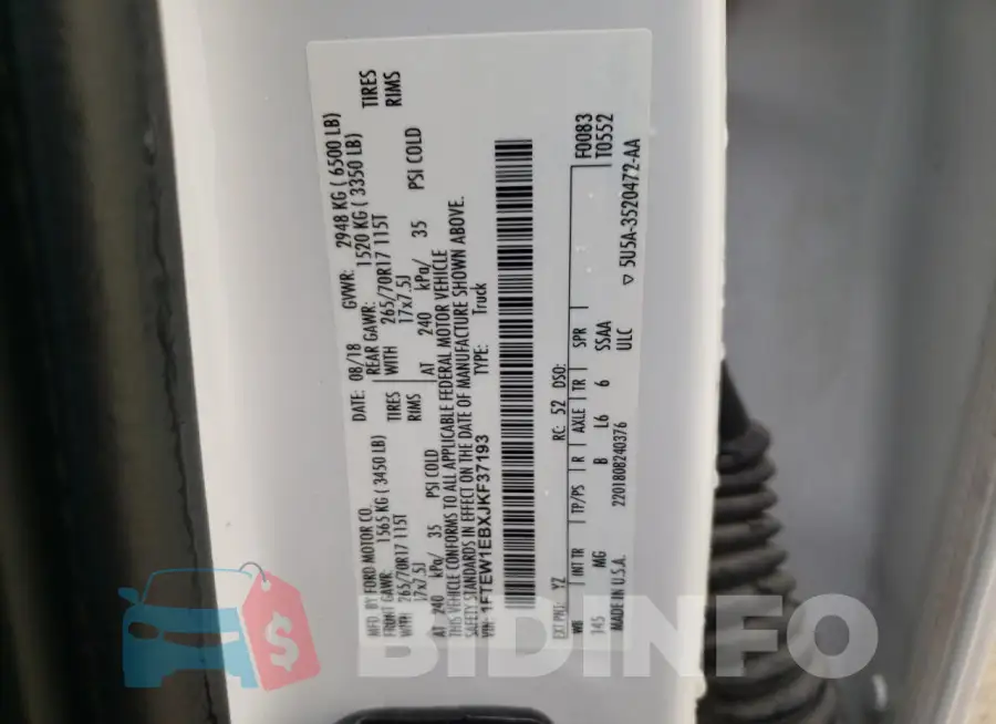 1FTEW1EBXJKF37193 Photo# 12