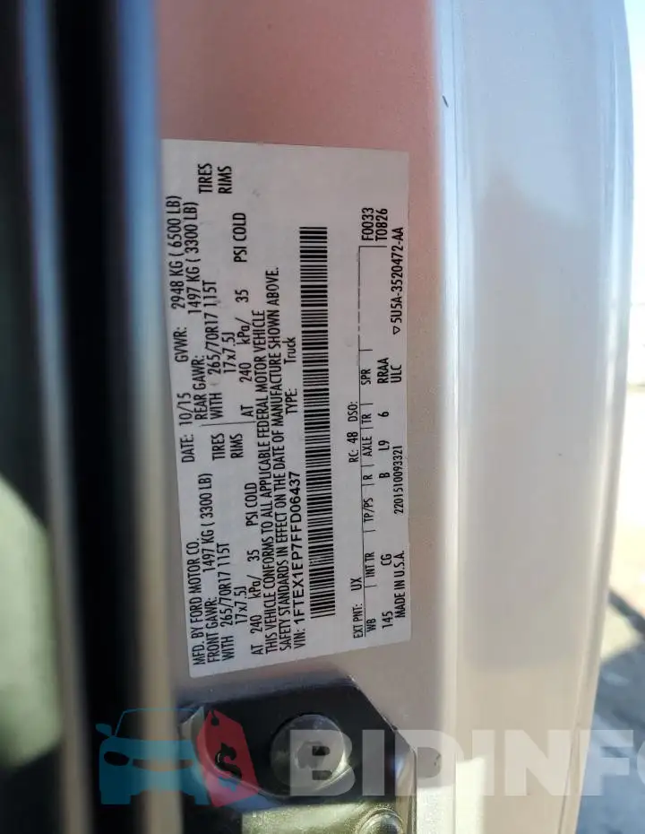 1FTEX1EP7FFD06437 Photo# 12