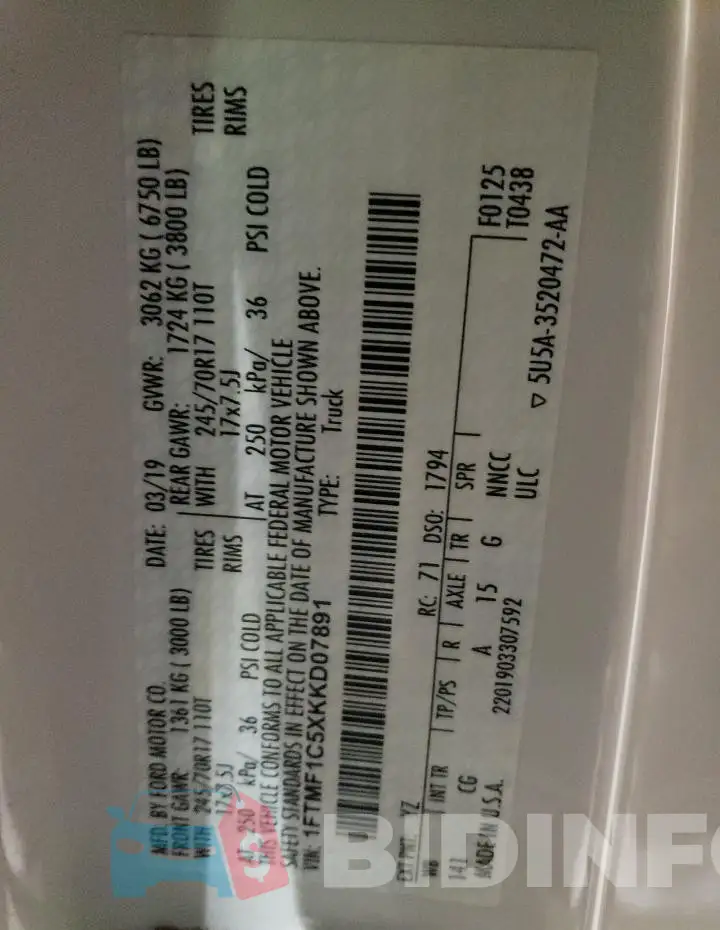 1FTMF1C5XKKD07891 Photo# 12