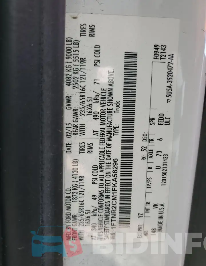 1FTNR2CM1FKA58296 Photo# 13