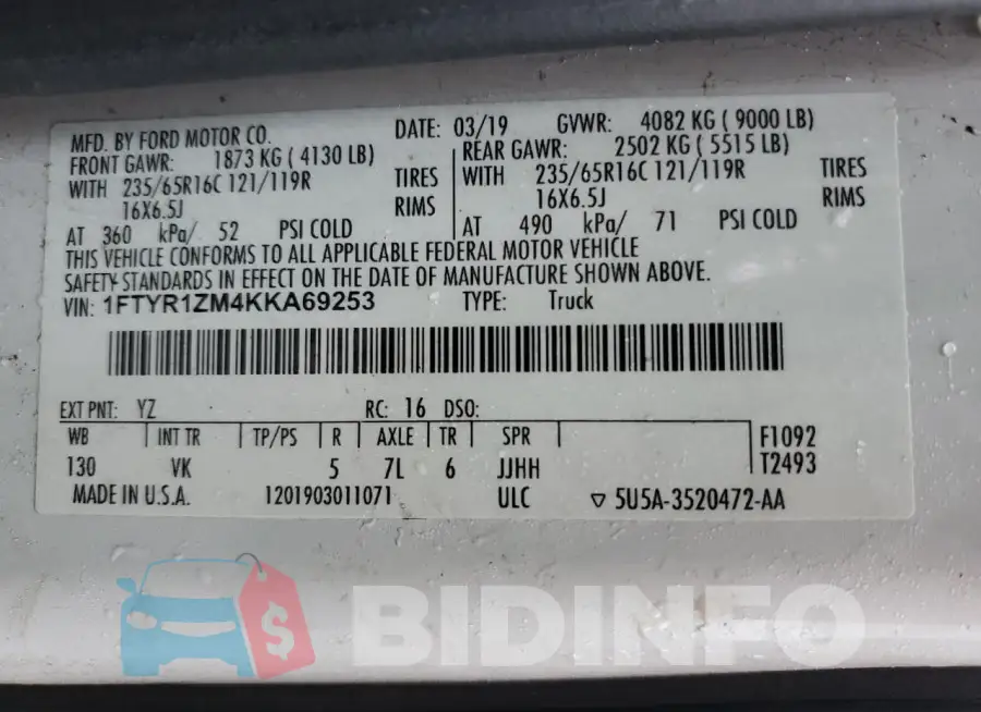 1FTYR1ZM4KKA69253 Photo# 13