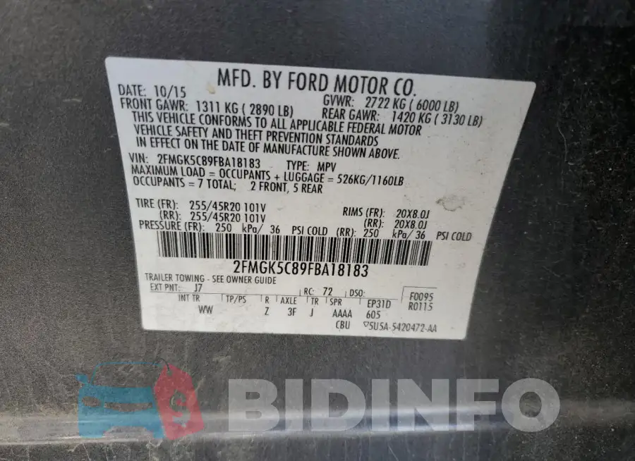 2FMGK5C89FBA18183 Photo# 13