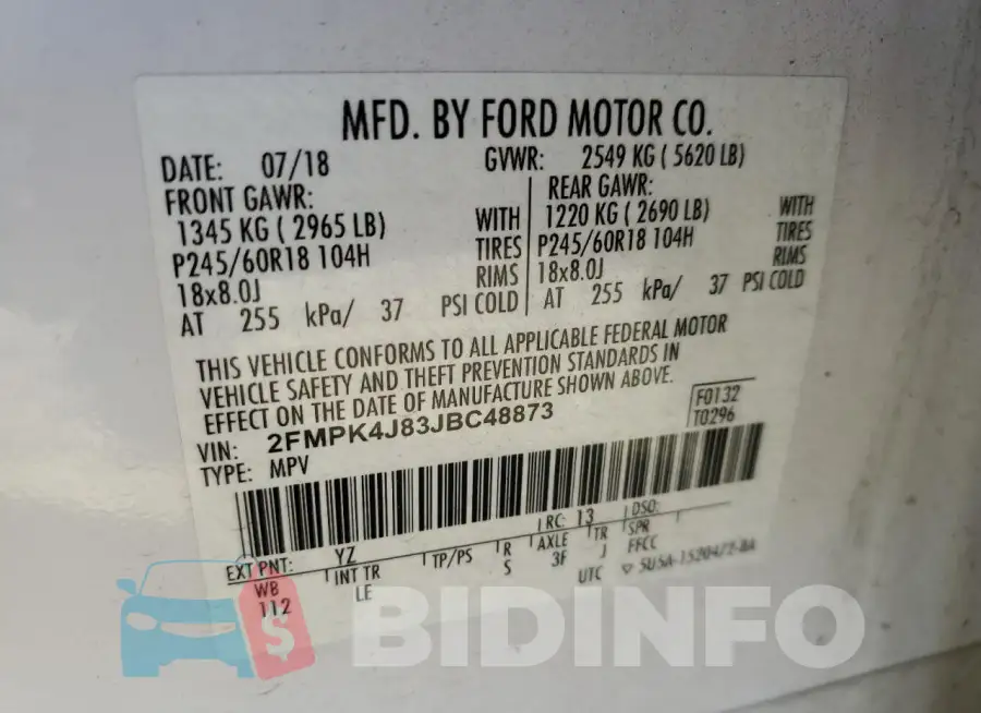 2FMPK4J83JBC48873 Photo# 13