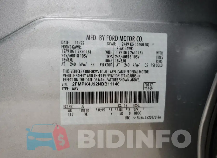 2FMPK4J92NBB11146 Photo# 13
