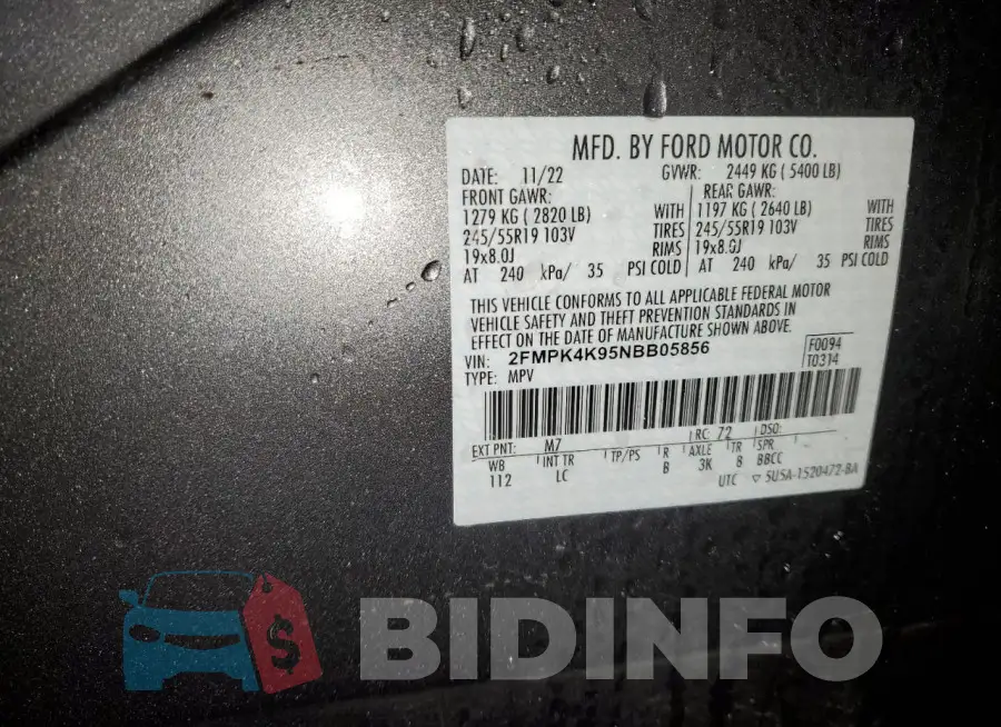 2FMPK4K95NBB05856 Photo# 14