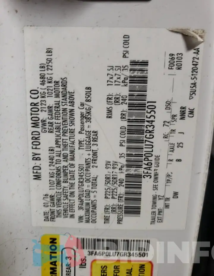 3FA6P0LU7GR345501 Photo# 12