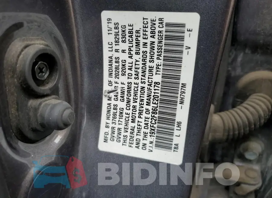19XFC2F86LE201178 Photo# 12