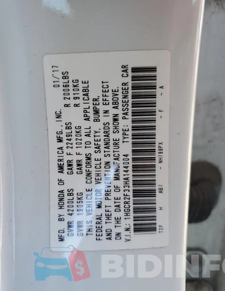 1HGCR2F33HA144004 Photo# 12