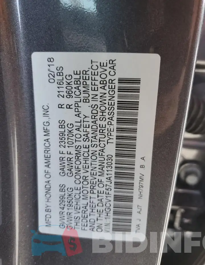 1HGCV1F57JA113030 Photo# 12