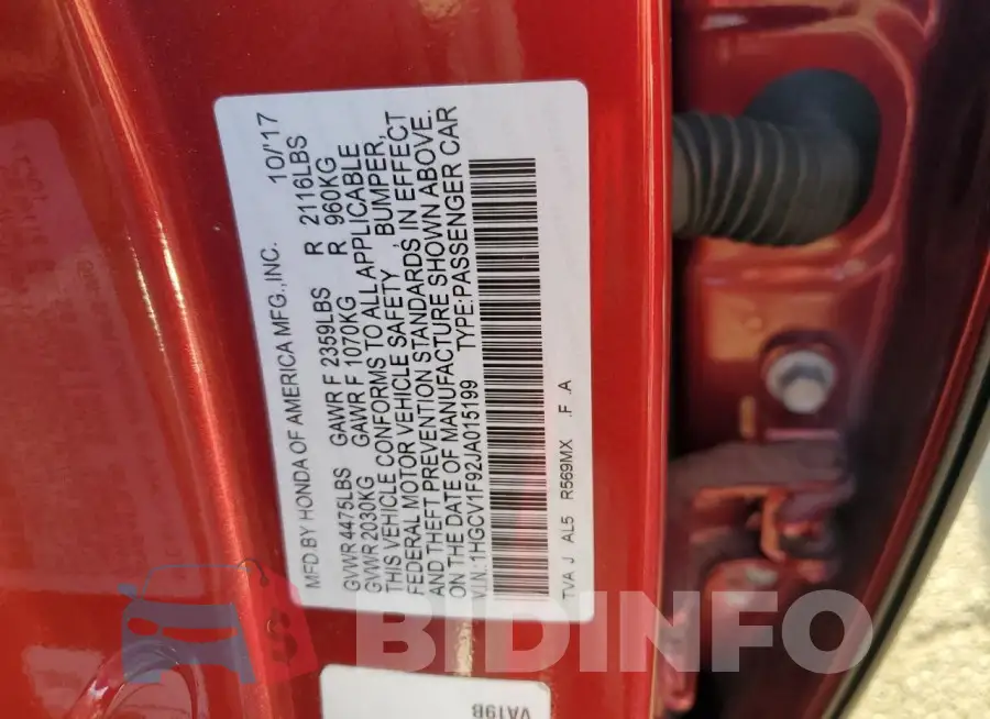 1HGCV1F92JA015199 Photo# 12