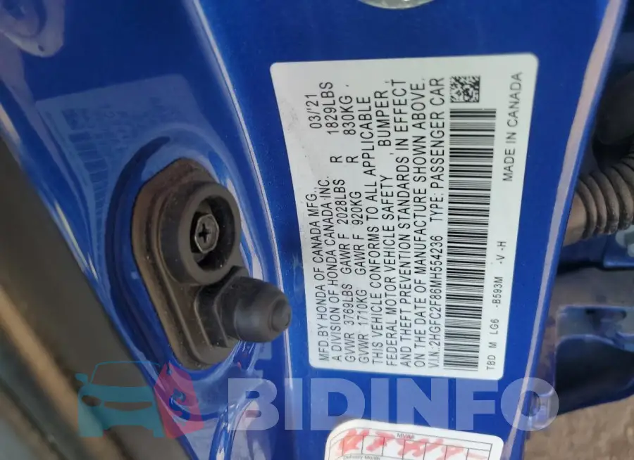 2HGFC2F86MH554236 Photo# 13