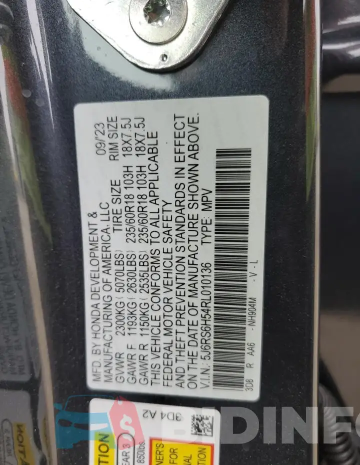 5J6RS6H54RL010136 Photo# 12