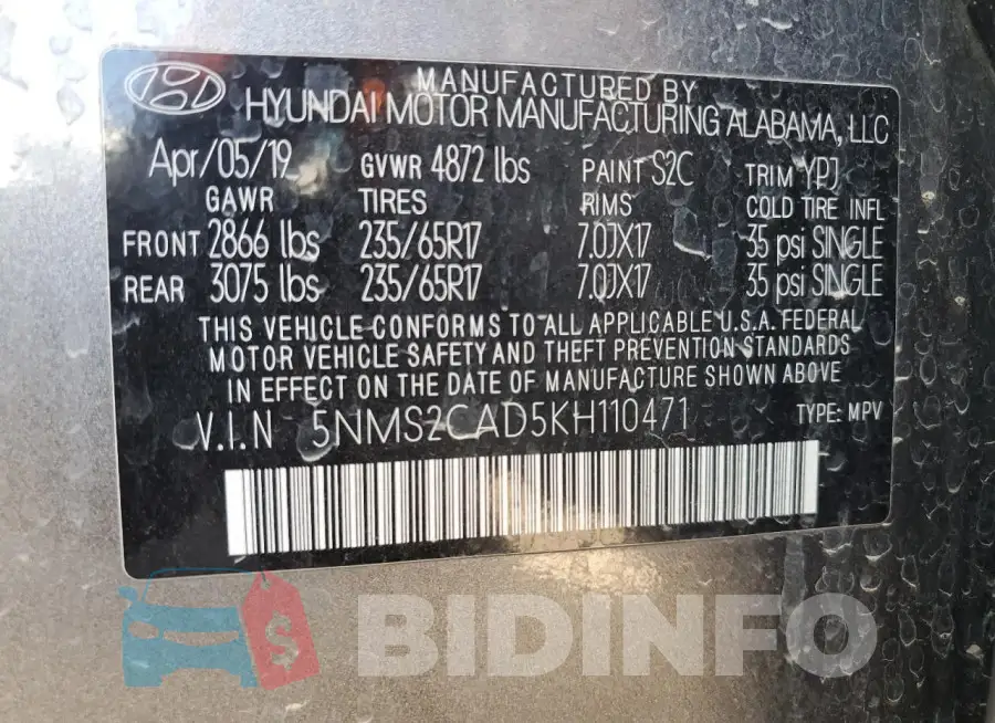 5NMS2CAD5KH110471 Photo# 12