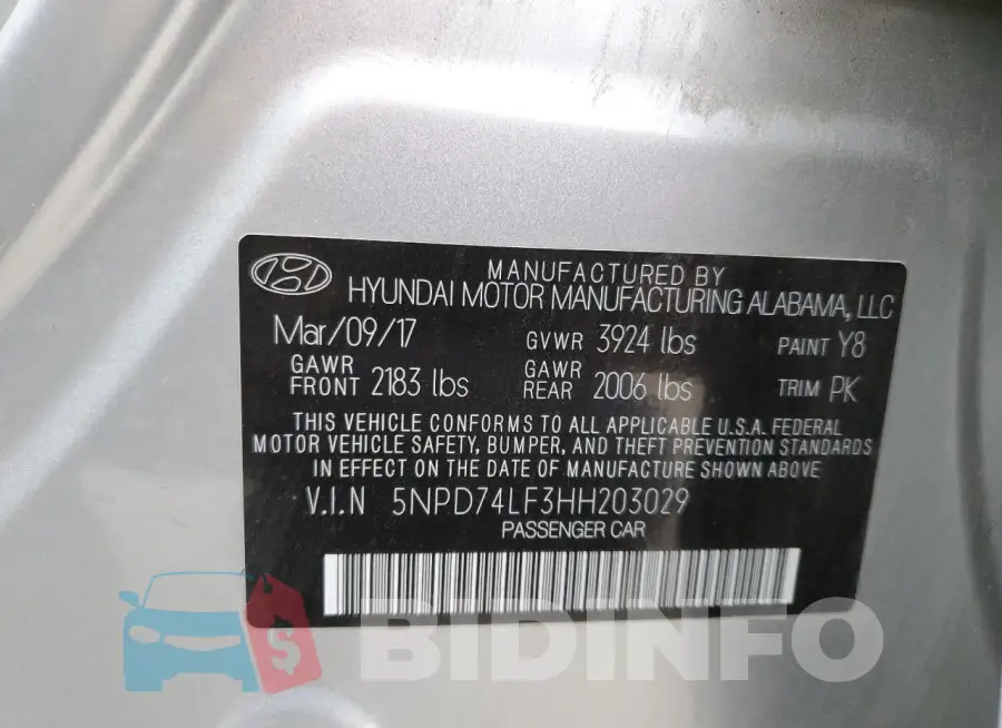 5NPD74LF3HH203029 Photo# 12