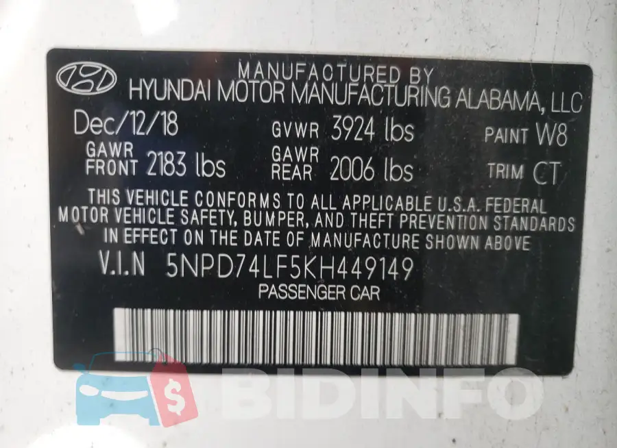 5NPD74LF5KH449149 Photo# 13