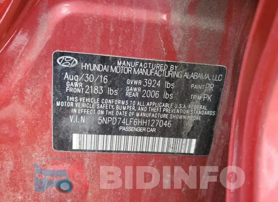 5NPD74LF6HH127046 Photo# 12