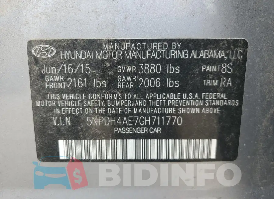 5NPDH4AE7GH711770 Photo# 12