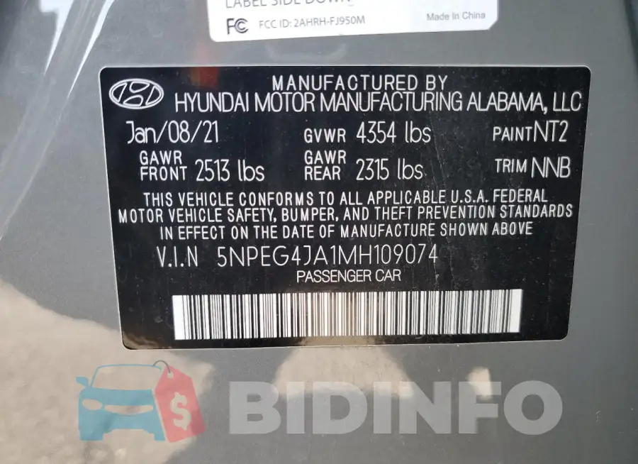 5NPEG4JA1MH109074 Photo# 12