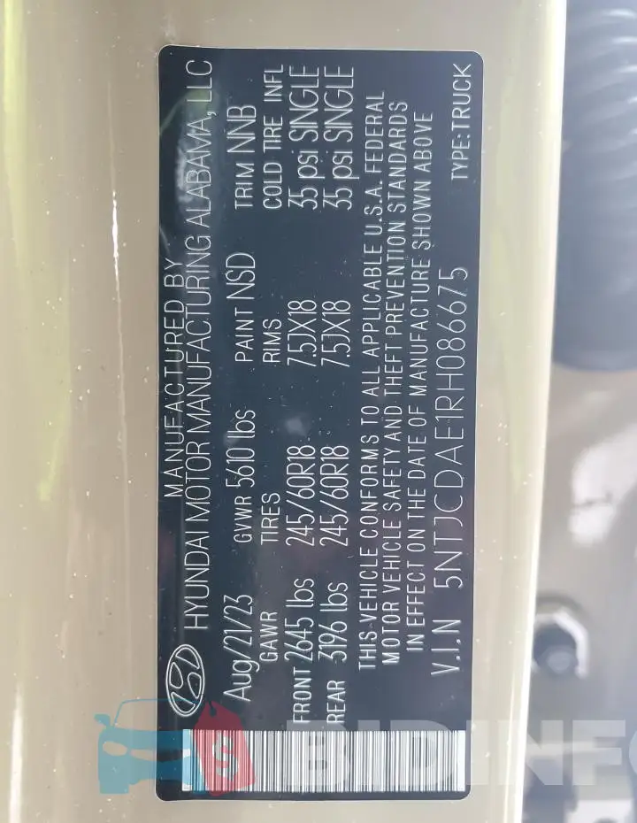 5NTJCDAE1RH086675 Photo# 13