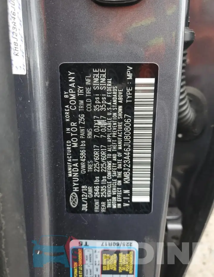 KM8J23A46JU808067 Photo# 14