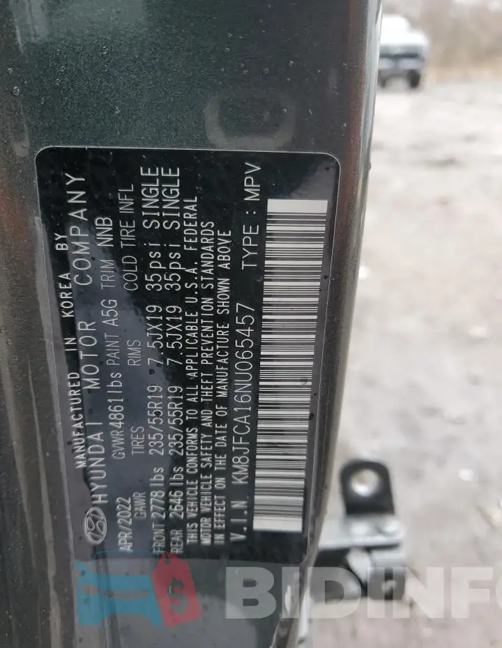 KM8JFCA16NU065457 Photo# 13