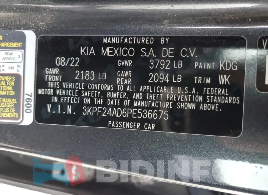 3KPF24AD6PE536675 Photo# 12