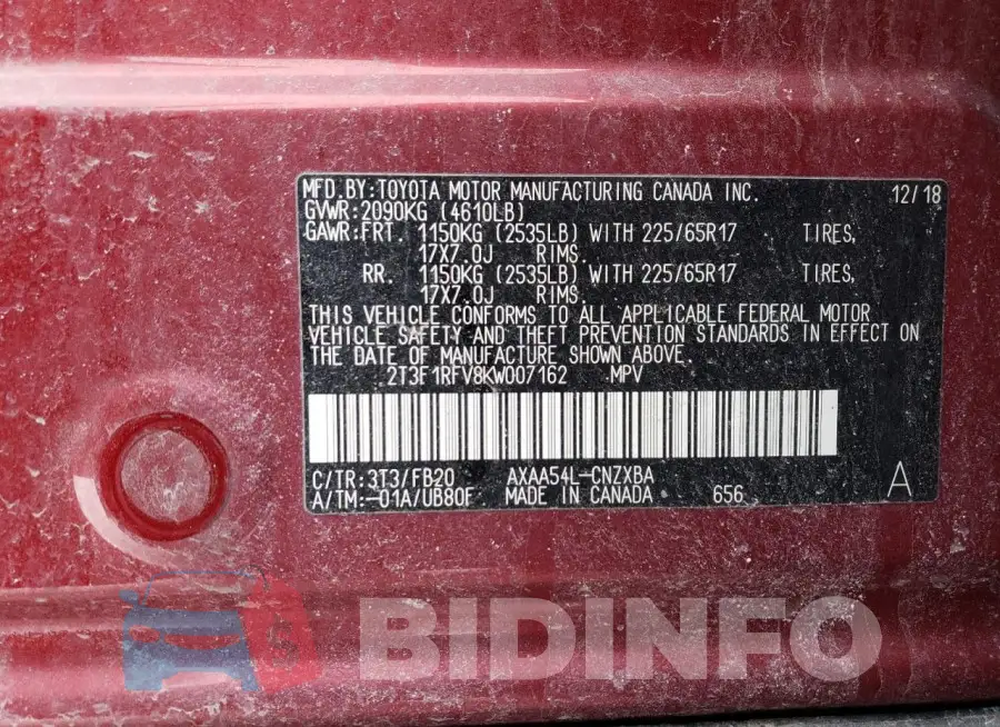 2T3F1RFV8KW007162 Photo# 13