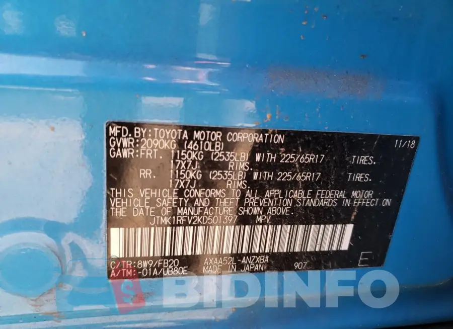 JTMK1RFV2KD501397 Photo# 13