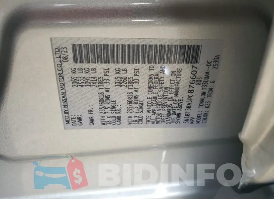 5N1BT3BA5PC876607 Photo# 13