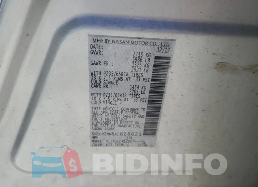 5N1DR2MN8JC628621 Photo# 13
