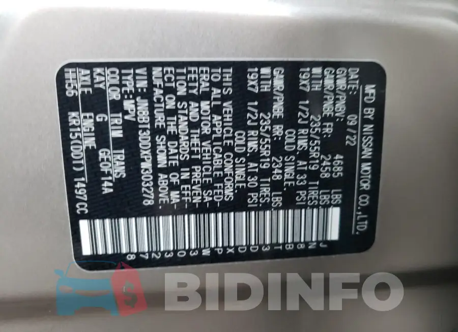 JN8BT3DDXPW303278 Photo# 13