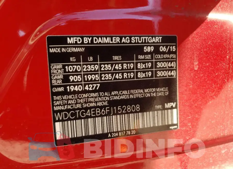 WDCTG4EB6FJ152808 Photo# 14