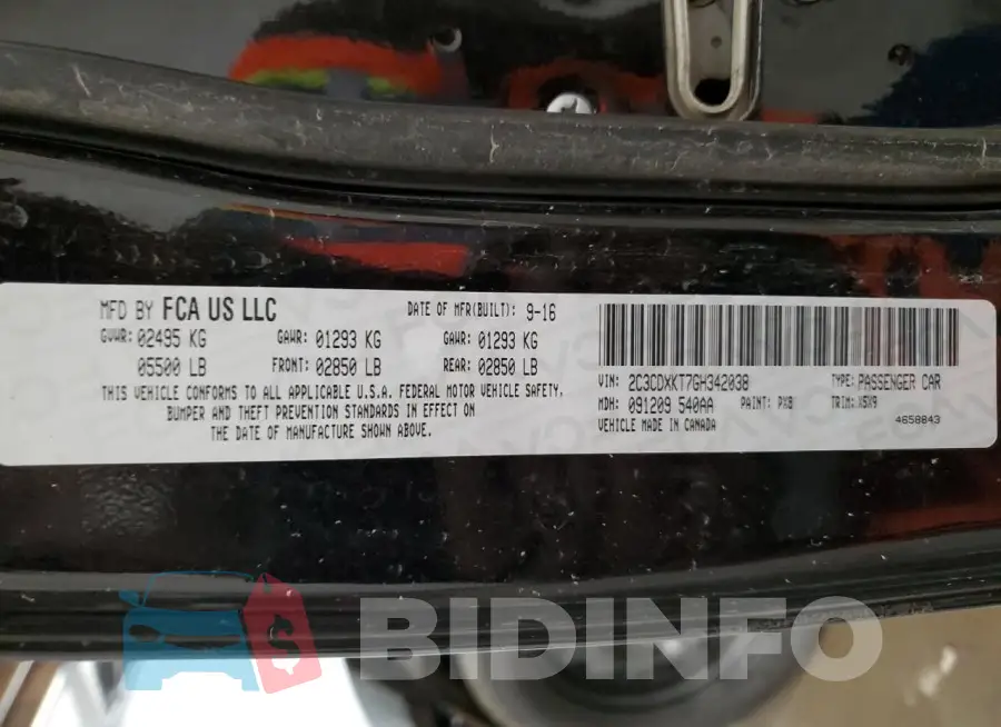 2C3CDXKT7GH342038 Photo# 12
