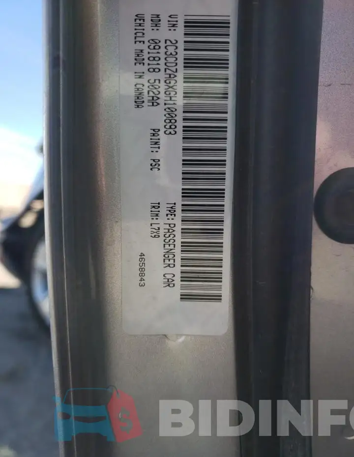 2C3CDZAGXGH100893 Photo# 12