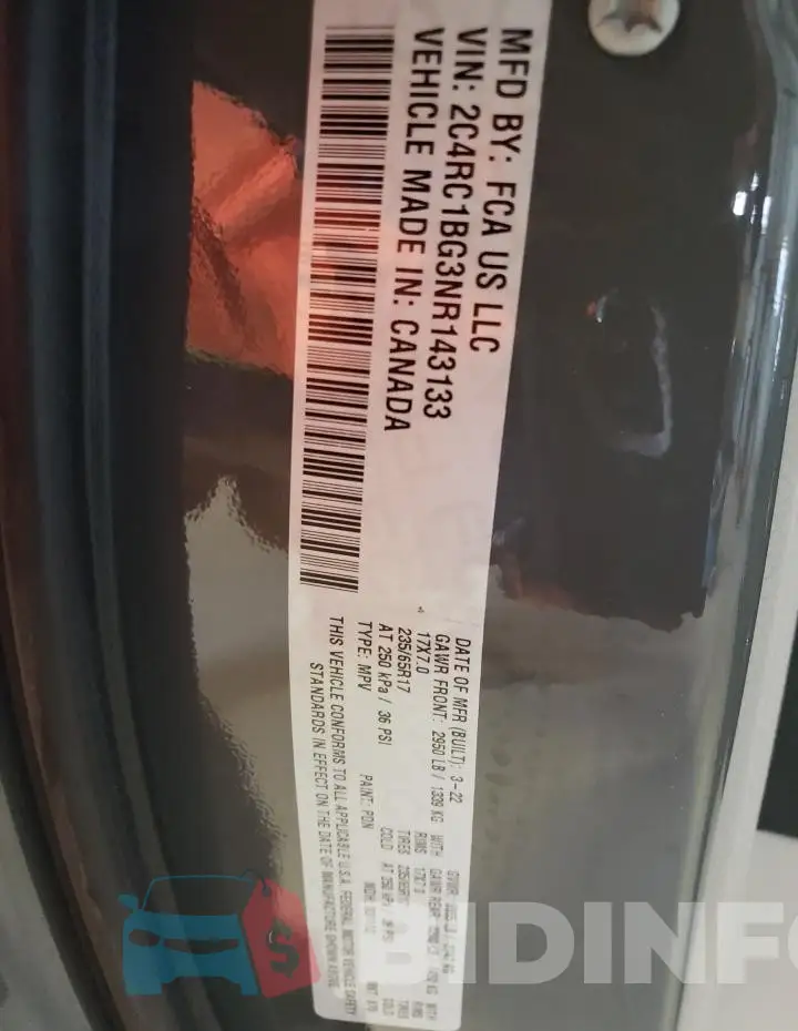 2C4RC1BG3NR143133 Photo# 13