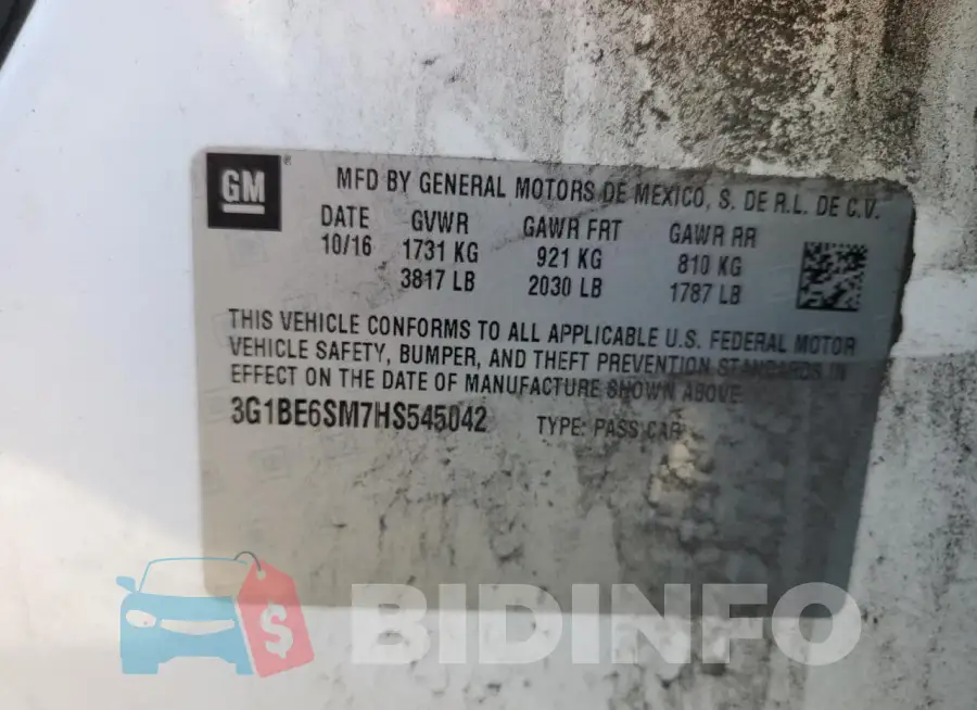 3G1BE6SM7HS545042 Photo# 12
