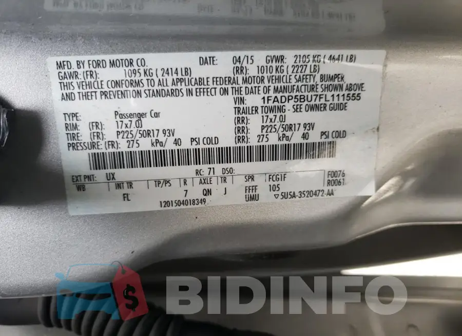 1FADP5BU7FL111555 Photo# 12