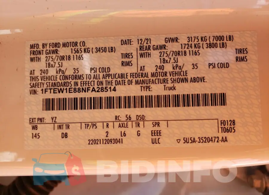 1FTEW1E88NFA28514 Photo# 12